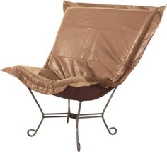 Pouf Chair HOWARD ELLIOTT AVANTI Bronze Black Faux Leather Polyurethane Pol - $1,039.00