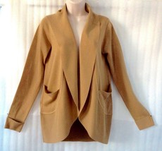 Womens Cardigan Sweater Thin Knit Top size 10/12/M New Taupe Spring Long... - €22,52 EUR