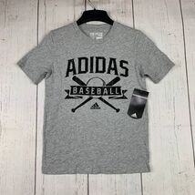 Adidas Baseball Logo Medium The Go-To Tee Casual T-Shirt Gray New Youth - $12.99