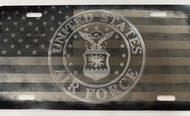 Combo Laser &amp; Diamond Engraved US Air Force Car Tag Vanity License Plate Gift - £15.62 GBP