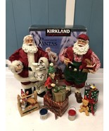 Kirkland Fabric Mache Santas Elf Toybox Set of Figurines with Original Box - £25.68 GBP