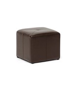 Cube Square Stylish Storage Ottoman DK Brown Bonded Leather Foot Stool F... - $92.80 CAD