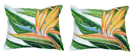 Pair of Betsy Drake Bird of Paradise No Cord Pillows 16 Inch X 20 Inch - £63.30 GBP