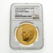 1963 Royal Beeger Allemand Or Médaille Kennedy 49.25 G NGC PF65 Ultra Camée - £8,244.90 GBP