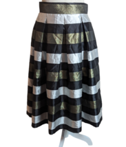 RNStudio Womens Black n Gold Sparkly Stripe A-Line Full Midi Skirt Sz 6 NYE - £11.83 GBP