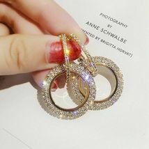 2.00Ct Round Cut Diamond Studded Vintage Hoop Earrings 14K Rose Gold Over - £70.39 GBP