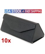 Lot 10 Triangular Foldable Magnetic PU Leather Black Case Eyeglasses Sun... - $67.09