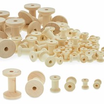 140 Pack Unfinished Wooden Thread Spools for Crafts and Sewing DIY, 3 Sizes - £29.84 GBP