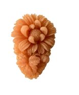 Vintage Made in Japan Peach Floral Dress Clip Molded Flower Scarf Clip - $16.20
