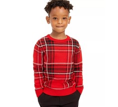 Charter Club Little Boys 3T Red Combo Plaid Family Sweater NWOT AV68 - £15.31 GBP