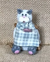Vintage Russ Resin Country Kin Jointed Cat Shelf Sitter Miniature Figurine - $3.76