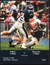 Moravian College vs Wilkes College NCAA Football Game Program 10/3/1992-Steel... - $45.11