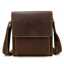 2022 New Men Leather Leisure Shoulder&amp;Crossbody Bags Vintage Solid Covering Craz - £118.20 GBP