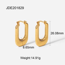 Trendy Stainless Steel Hoop Earrings jewelry party Girls 18K Gold plated Threade - £8.09 GBP
