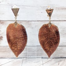 Vintage Clip On Earrings Extra Large Leaf Dangle - £13.57 GBP