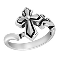 Sacred Faith Intricate Cross .925 Sterling Silver Ring-7 - £11.61 GBP
