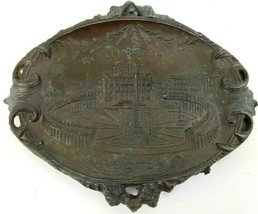 Antique Ricordo Di Roma Dish/Plaque/Tray Italy San Pietro Ornate Metal S... - $34.64
