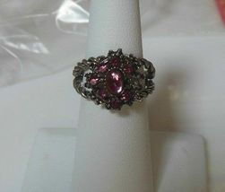 Vintage Silver-tone Pink Stone Adjustable Ring - $25.99
