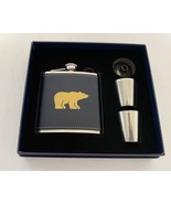 Flask Jack Nicklaus Stainless Steel Gift Set in Faux Leather Two Shot Gl... - $24.63