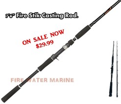 The Fire Stik 7&#39;6&quot; Swimbait Casting Rod Bass Fishing Striper Medium Heavy Rock - £43.61 GBP