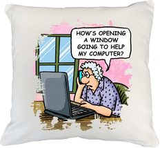Opening Windows Computer Troubleshooting Funny White Pillow Cover For An... - £19.73 GBP+