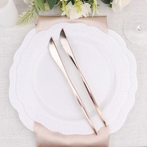 24 Rose Gold 8&quot;&quot; Heavy Duty Plastic Knives Disposable Party Event Tableware - £7.86 GBP