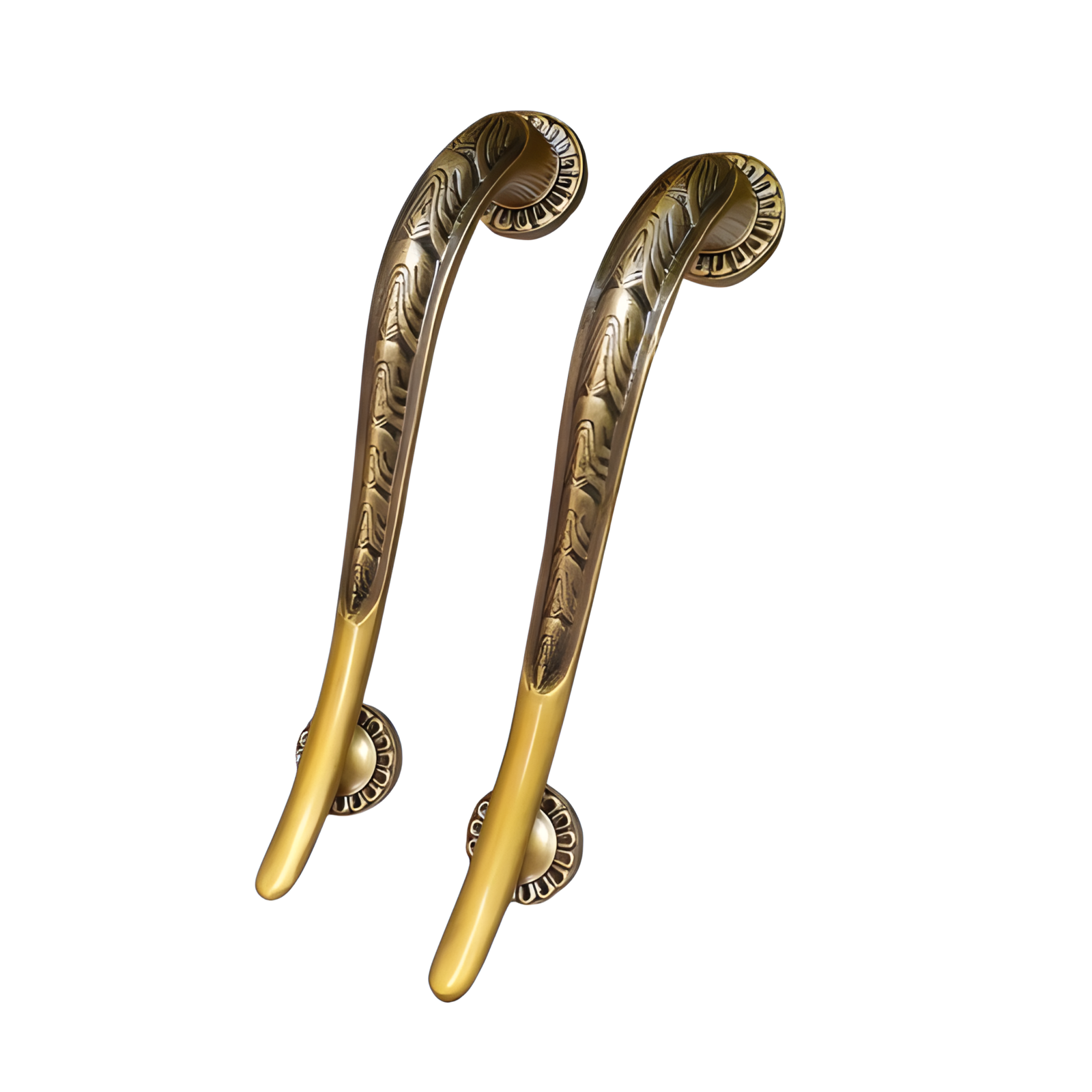 Set of Vintage Door Pull and Knob. Antique Brass Door Handle Home Decora... - $107.00