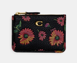 Coach Mini Skinny Id Case With Floral Print Key Ring Card Wallet ~NWT~ C... - $74.25