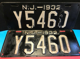 Vtg Metal NJ Y5460 Automobile/Automotive License Plate 1932 Black/White - £158.45 GBP