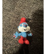 Vintage 1969 Papa Smurf Figure PVC 2&quot; Figure Schleich Peyo-2 figures - $4.69