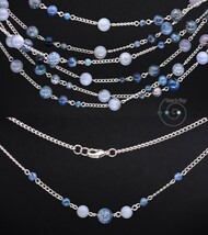 long boho necklace +choker, blue chalcedony, dumortierite, handmade in U... - $1,028.13 MXN