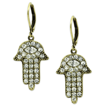 LO3853 - Antique Copper Brass Earrings with Top Grade Crystal  in Clear - $421.36 MXN