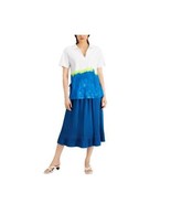Alfani Womens Pleated Elastic Waist Midi Skirt Blue Size XL - $31.18 CAD