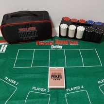 World Series Of Poker Set With Case Chips Cards And Felt Texas Hold Em Mat - $21.77