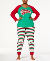 allbrand365 designer Womens Plus Team Santa Pajama Set 1X - £22.74 GBP