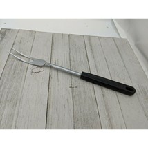 Vintage EKCO Chromium Solid Meat Utility Fork Black Handle 12&quot; - £7.47 GBP