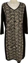 AB Studio Black Leopard Print V Neck Sweater Dress-Size L - $44.00