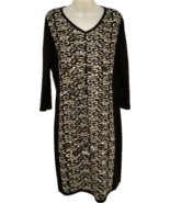 AB Studio Black Leopard Print V Neck Sweater Dress-Size L - £34.59 GBP