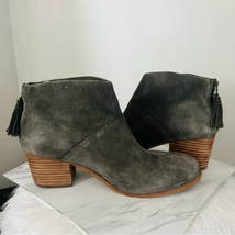 TOMS Leila Suede Block Heel Bootie, Fall Ankle Boot, Gray/Sage, Size 9.5, - £36.04 GBP