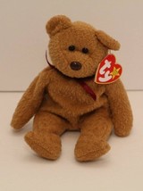 Vintage TY Curly Bear Beanie Babies Collection 1996 Plush Stuffy Tags Toy - $110.16 MXN