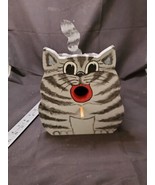 Handmade, Hand Painted Cat Shaped Birdhouse Gray Tabby Hanging 8.75&quot; - £25.99 GBP