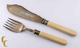 Ancien Epnsa Anglais Poisson Portion Ensemble W/Celluloïd Poignées Coute... - $110.18