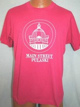 Vintage 80s Pulaski Tennessee Main Street 50/50 Pink T-SHIRT L Vtg Single Stitch - £10.86 GBP