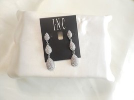 INC International Concepts 2-3/8&quot; Silver Tone Crystal Drop Earrings C637 $34 - £13.11 GBP