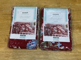 Martha Stewart Everyday Red Floral Shams Blue Flowers Cottagecore Vtg Se... - €25,54 EUR