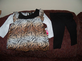 Hart Street Brown Zebra Print Tunic Outfit  Size 12 months Girl&#39;s NEW - $17.52