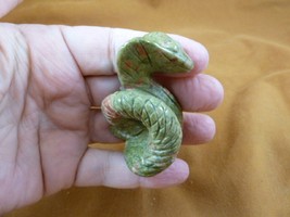 (Y-SNAK-CO-713) Green orange SNAKE COBRA snakes carving FIGURINE GEMSTON... - £13.69 GBP