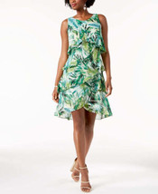 S.L. Fashions Womens Printed Tiered Shift Dress Size 10 Color Green/Multi - £62.50 GBP