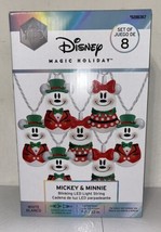 Disney Magic Holiday Mickey &amp; Minnie Blinking Led Light String Set of 8 White - £18.41 GBP