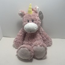 Nat &amp; Jules Pink Unicorn Push Soft Toy Lovey Stuffed Animal Sitting Demdaco NWT - £12.91 GBP